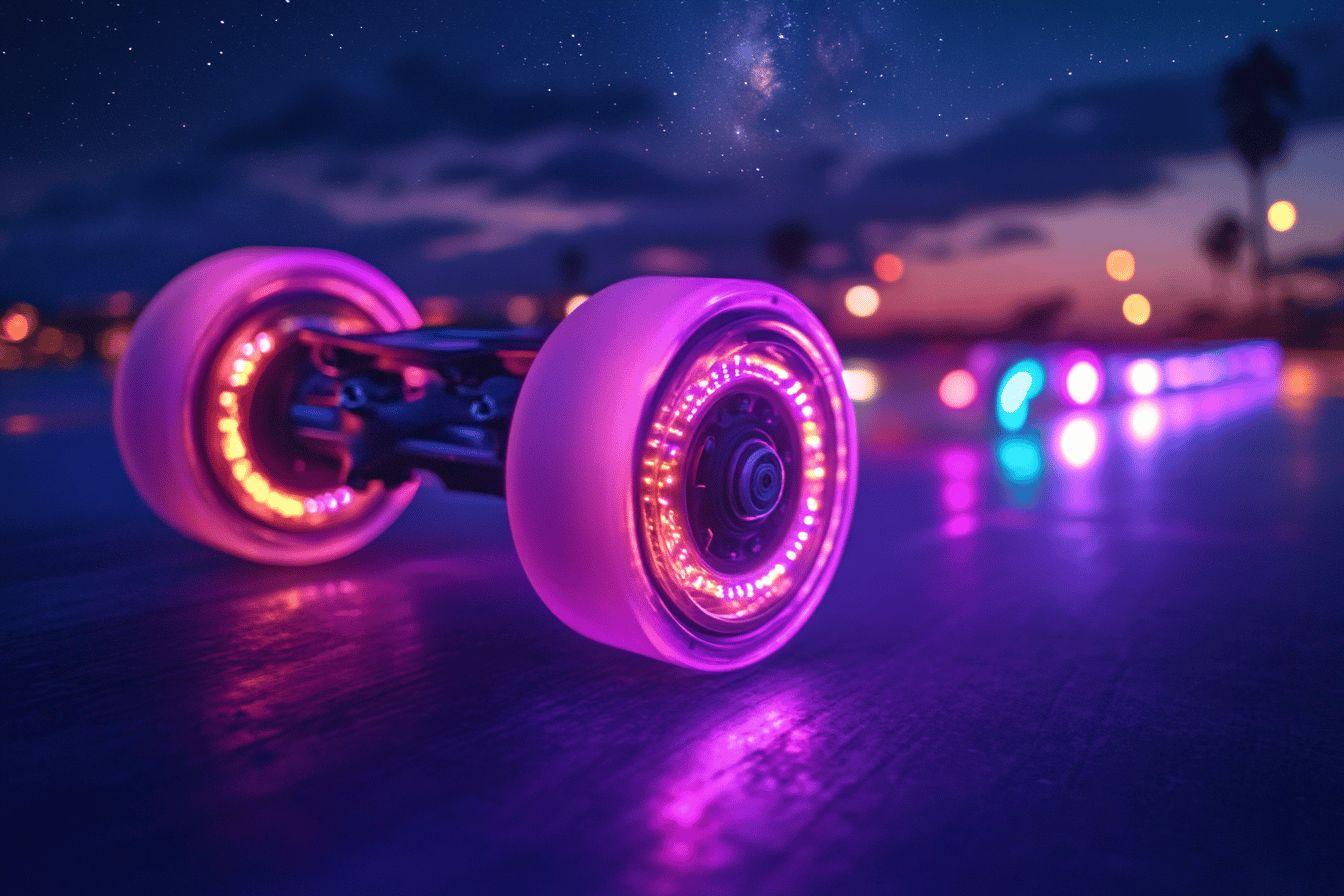 Longboard lumineux : roues pour planches et accessoires de surf
