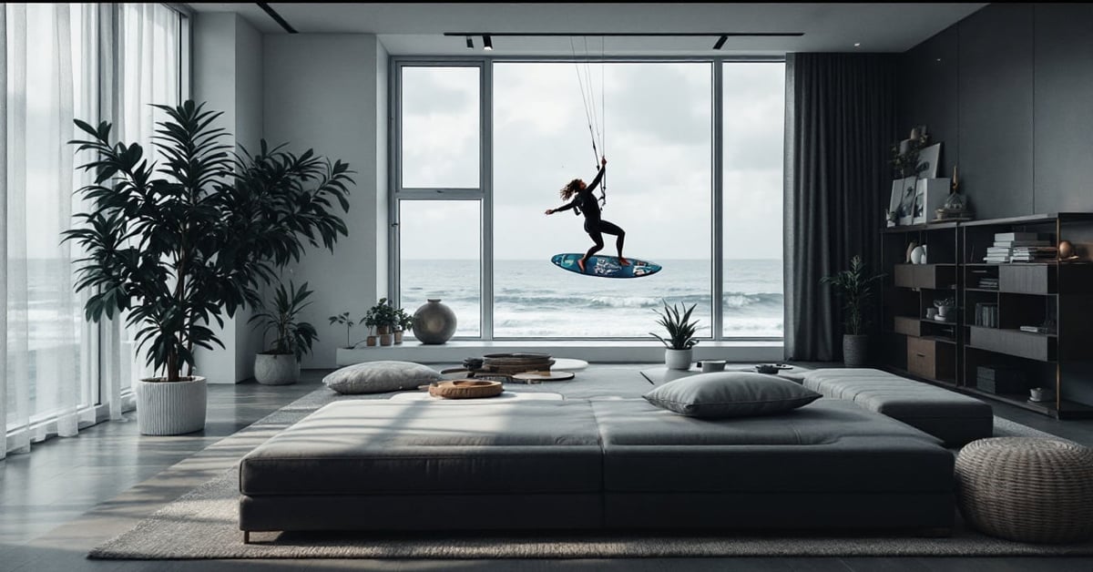 Spot kitesurf idéal avec eau turquoise et vent favorable pour la pratique du kite