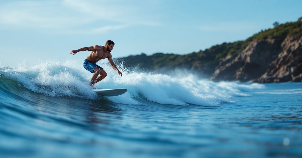 Location surf : surfeur choisissant une planche de surf sur la plage avant de prendre les vagues